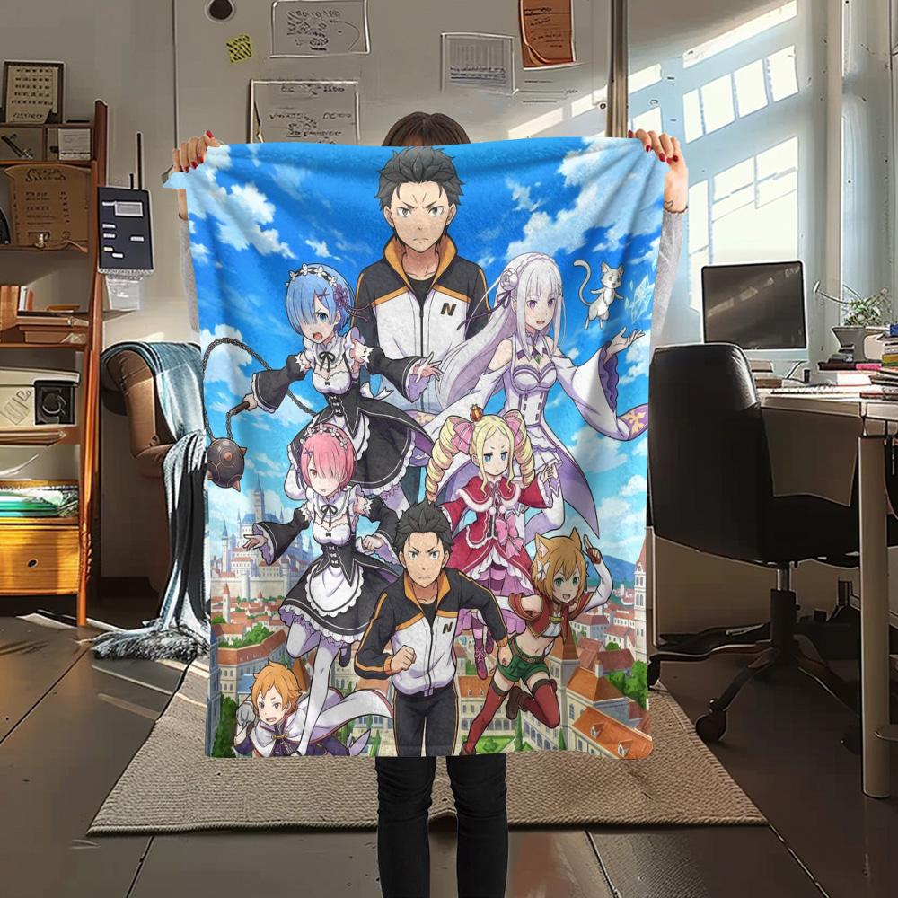 1PC Re Zero Patterned Flannel Blanket Suitable For All Seasons For Home Decor Warmth And Comfort Gifts Holiday Present