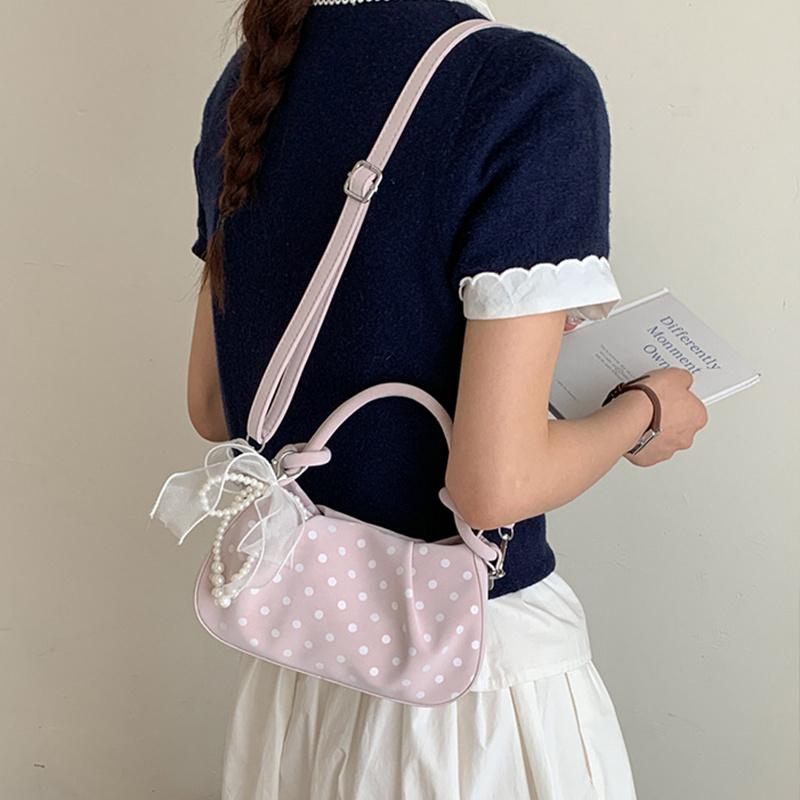 Fashion Wrinkled Cloud Bag Polka Dot PU Leather Crossbody Bag Stylish Small Shoulder Bag For Women Daily Use