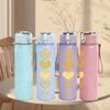 1PC Stack Golden Heart Silhouette 750ml Color Plastic Sports Water Bottle Leakproof Flip Straw Lid For Sports Office Home Use