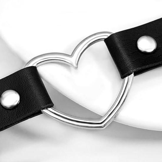 QIKEJI Choker Ladies Black Jirai Style Accessory Collar Gothic Unisex Leather Yami V Visual Kei Harajuku Cosplay Costume Fashion