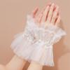 Women's Wrist Cuffs Flower Embroidery Lace Pleated Horn Cuffs Bride Wrist Sleeve Prevents Gogga Bites and Sunburns