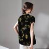 SOFSIL Women's New Chinese Style Printed Short Sleeve Blouse