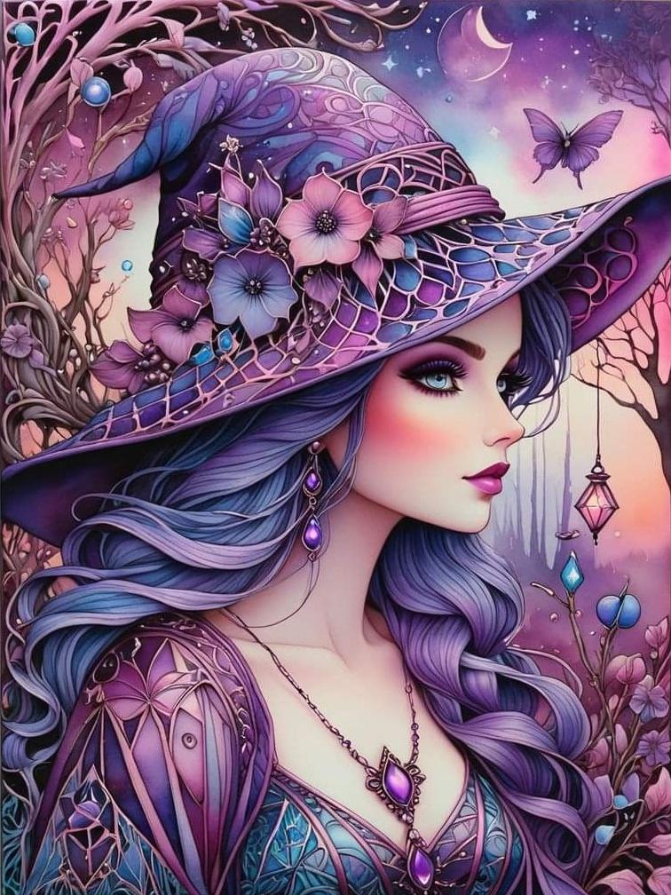 Fairy Dust AB Wonderful Witch Girl 5D Diamond Painting Kits Cartoon Magic Woman Art DIY Drills Mosaic Embroidery Cross-stitch
