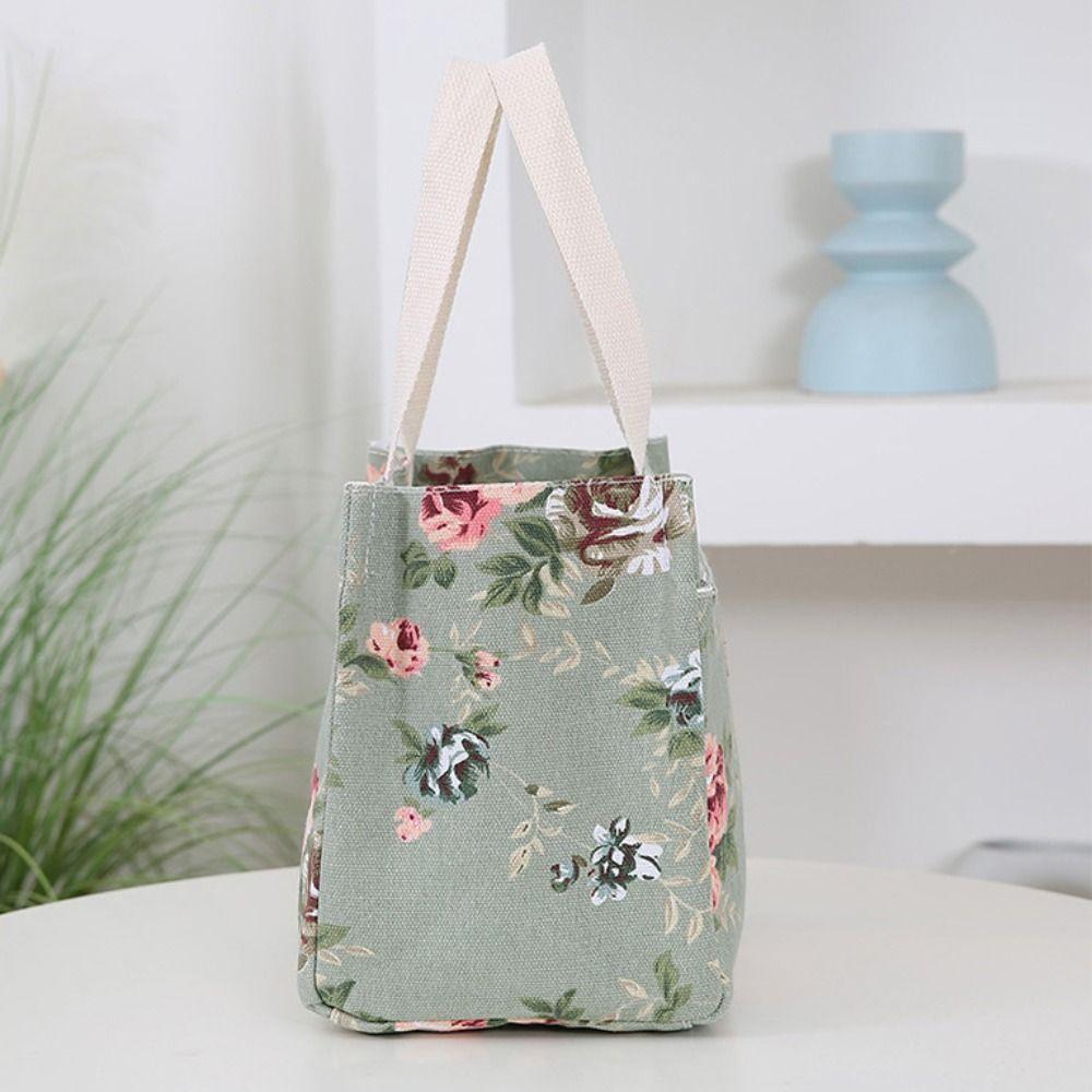 Lunchtasche mit Reißverschluss und Blumendruck, isolierte Handtasche, multifunktionale thermische Picknicktasche für den Außenbereich