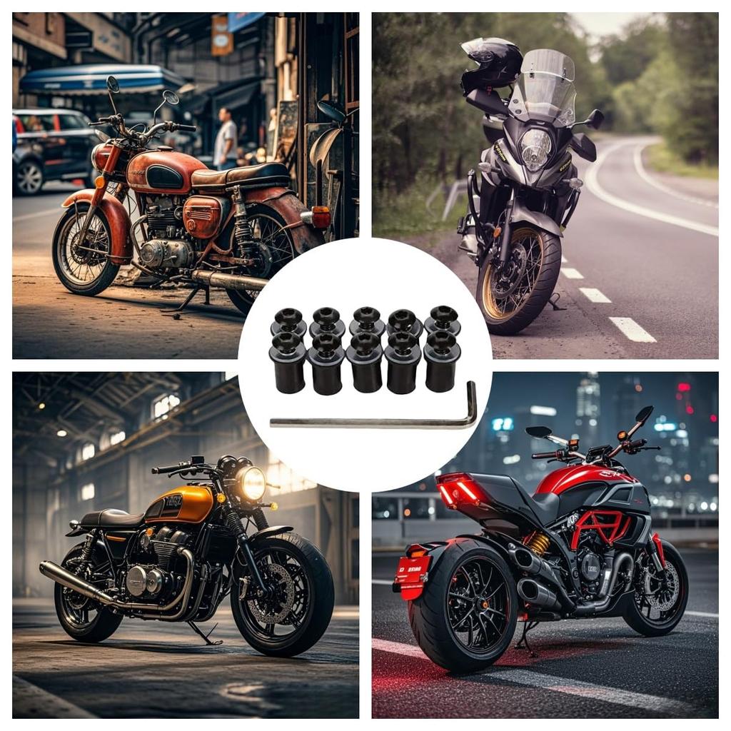 Screen Bolts Set of 10 Wellnut Windshield Screws with Hex Wrench for M5 Motorcycle