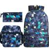 Backpack set, heat transfer student schoolbag, Oxford cloth backpack + shoulder bag + pencil case three-piece set