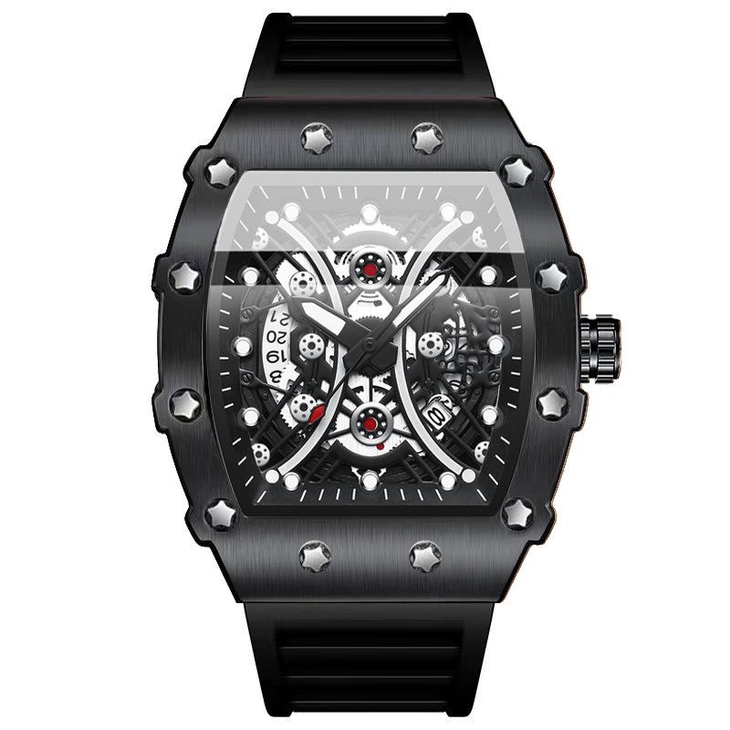 Top Brand Explosive Watch Men's Silicone Wine Barrel Luminous Fashion Sports Watch