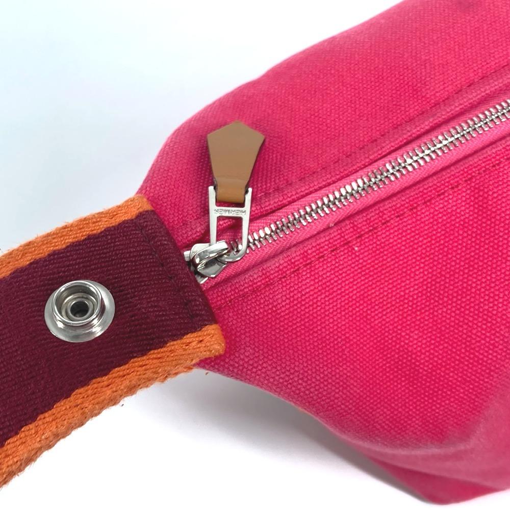 HERMES Brida Black PM Pouch bag vanity bag Hand Bag Canvas hibiscus pink