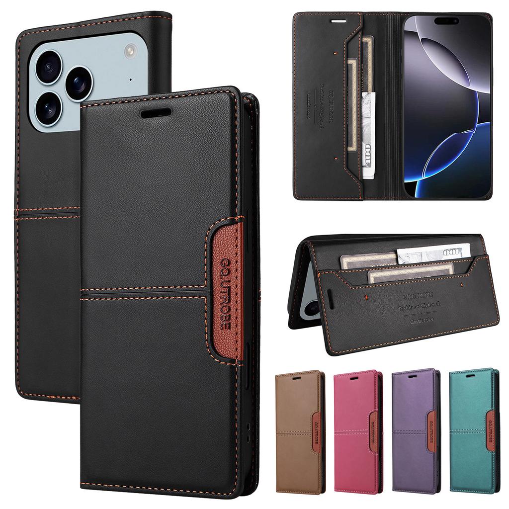 Leather Magnetic Flip Case for iPhone 16 17 15 14 13 12 11 Pro Max 17E 16E Air XR XS Max 7 8 Plus SE 2026 Wallet Slot Phone Case
