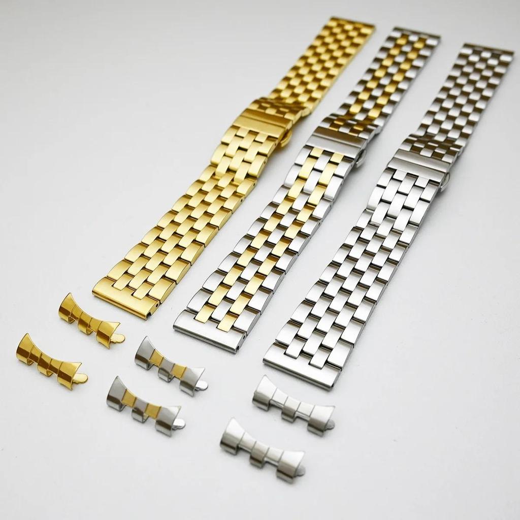 Stainless Steel Watchband Watch Band Solid Polished Bracelet Straps Curved End 24mm 22mm 21mm 20mm 19mm 18mm
