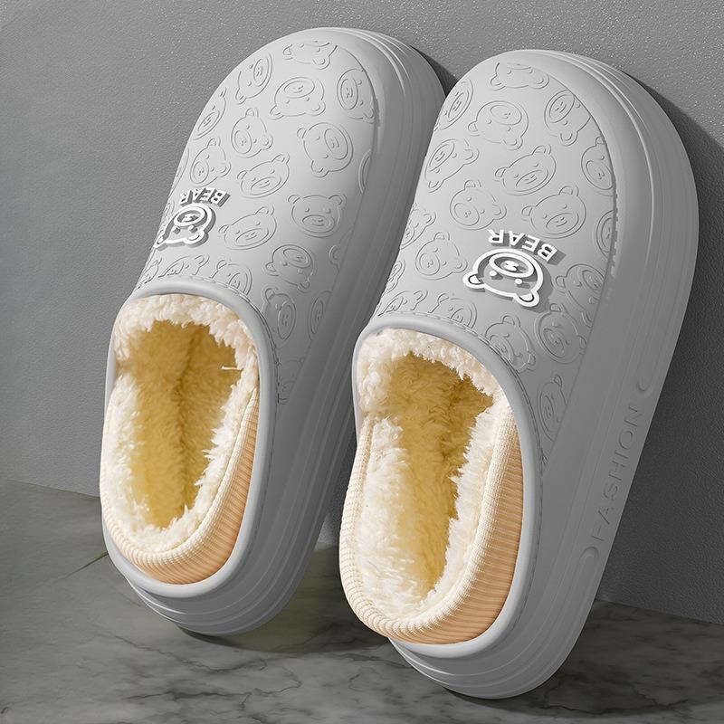 Wasserdichte Hausschuhe, Indoor-Heim-Anti-Rutsch-Taschen und warme Baumwollschuhe mit Fleecefutter