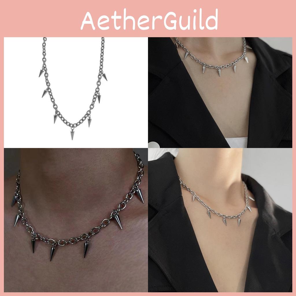 Fashionable Punk-inspired Spiked Necklace For Everyone Adjustable Alloy Choker Accessory