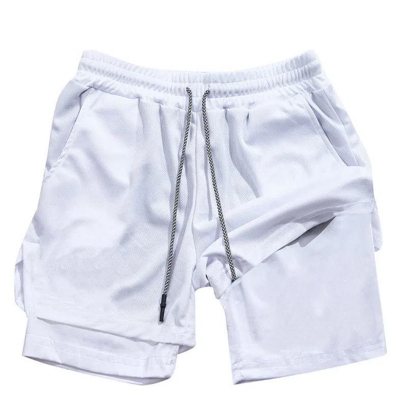 Men's Quick-Dry Ice Silk Mesh Double-Layer Casual Shorts - Breathable Fitness Beach Pants