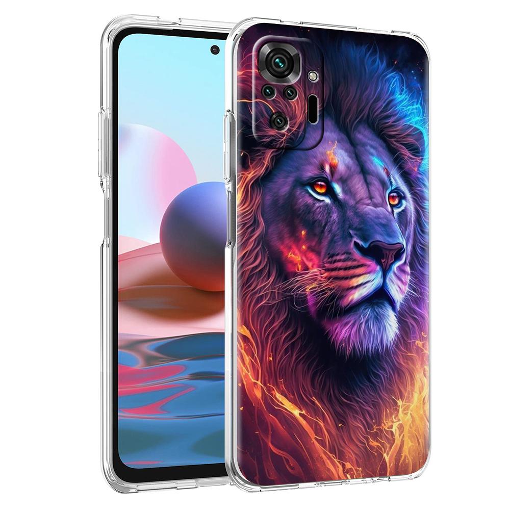Colorful Lion Transparent Phone Case for Redmi 13C 12C 10C Note 13 12 11 11T K40 Gaming Plus Pro 4G 5G Soft Cover Shell Capa Bag