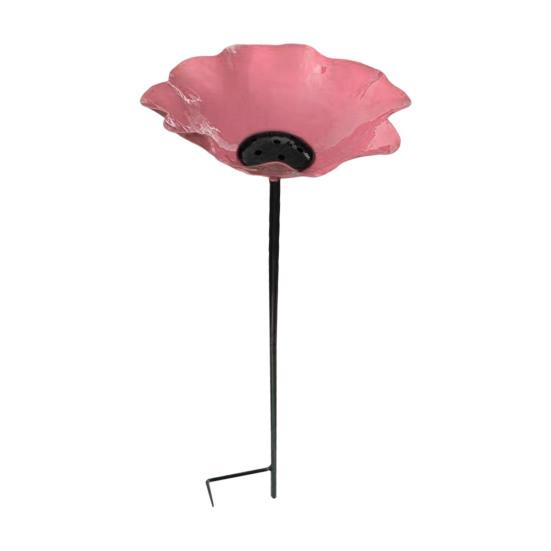 Garden Metal Flower Stake Decorative Bird Bath Ground Insert Bee Watering Station Butterfly Drinking Bowl for Backyard Pollinators Wild Birds Patio