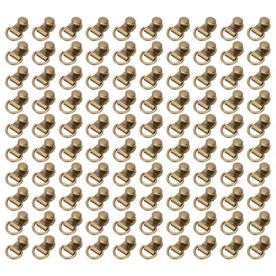100 Set Gancio per Lacci Occhiello ad Anello Fibbia Ottone Scarpa Pelle Borsa Rivetto DIY Strumento Bronzo 9x14mm