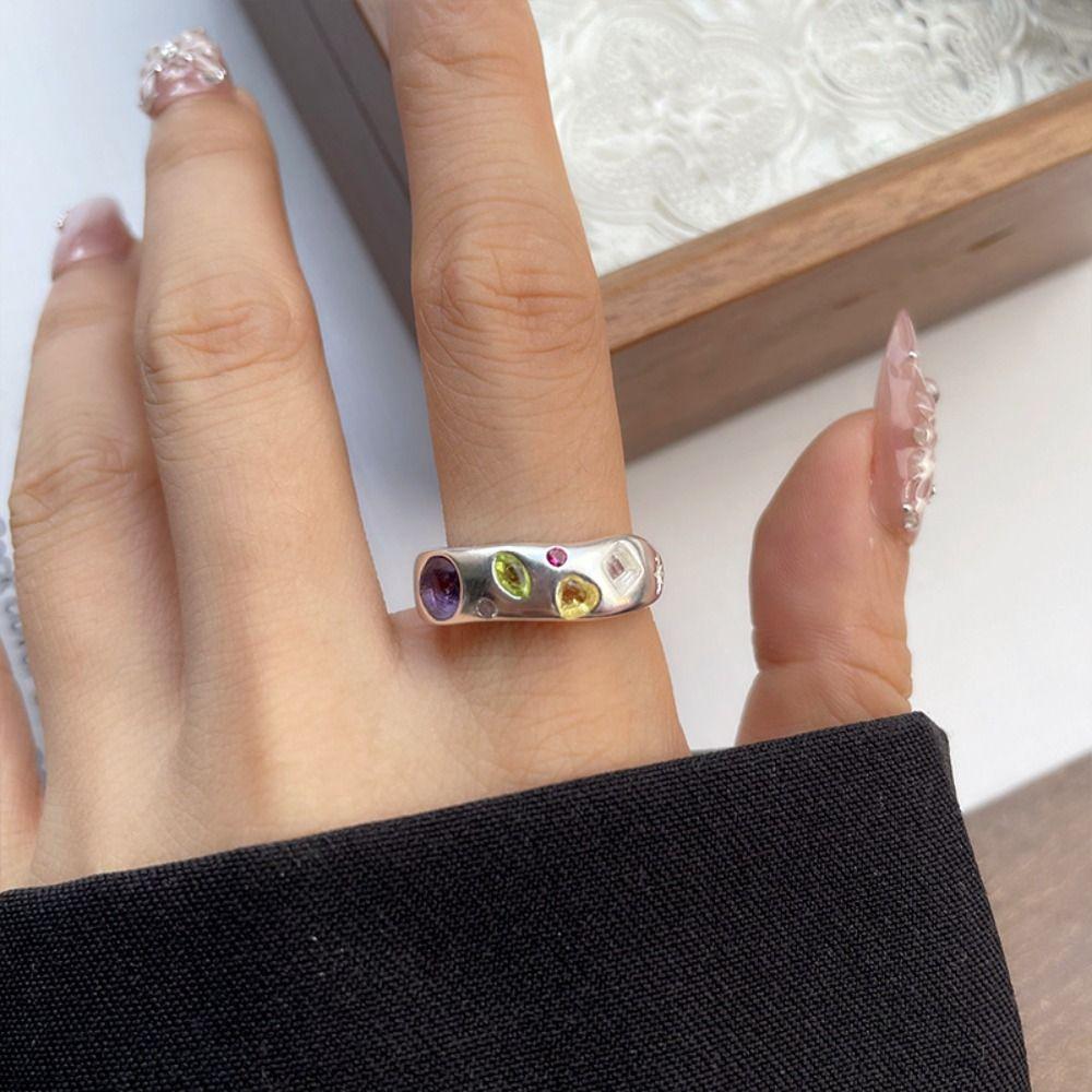 Minimalist Handmade Crystal Ring Irregular Shape Opal Ring Gemstone Ring Girls Gift