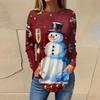 Tee Shirts For Women Casual Round Neck Long Sleeve Shirts Christmas Printing Top Pullover