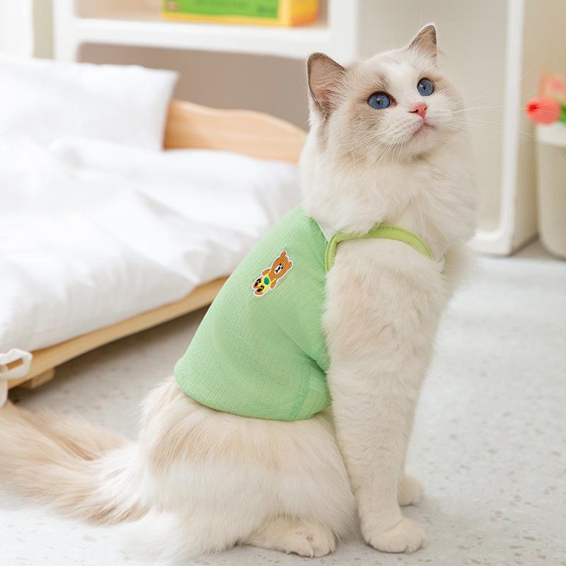 Summer thin breathable color suspenders cute muppet blue cat adult cat kitten anti-hair loss two feet pet cat clothes