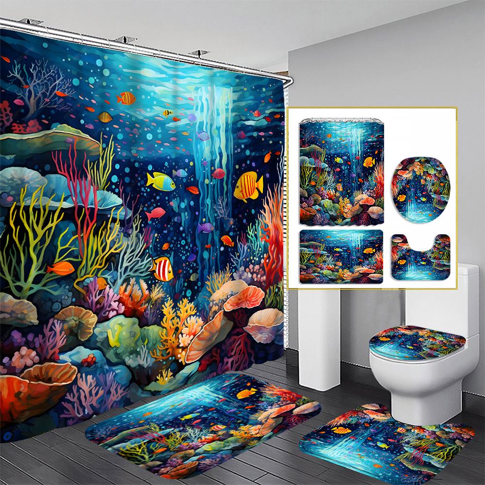 

1/4Pcs Halloween Decoration Summer Gift Pattern Shower Curtain Bathroom Decor Halloween Decoration Indoor Shower Curtain Only90x180curtain