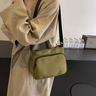 2025 New Casual Simple Canvas Women's Bag Solid Color Autumn Fashion Shoulder Bag Large Capacity Casual Messenger Bag Bag