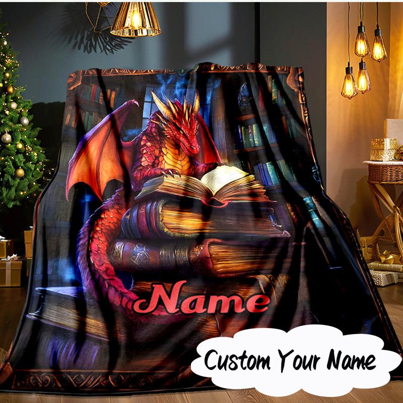 Custom Name Dragon Tales books Blanket  Ideal Bedding Blanket Perfect for Travel, Camping, Living Rooms, Offices, Sofas, Fan Christmas gift