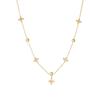 Gold Plated Stainless Steel Four-leaf Flower Crystal Station Necklace for Women