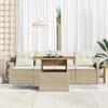 VidaXL Ensemble de salle à manger de jardin de 5 pièces avec coussins Beige Poly Rotin Acacia 3349518