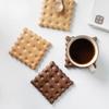 1pc Creative Biscuit Shape Coaster Wooden Heat Insulation Pad Anti-scald Mat for Coffee Mug Table Home Decor