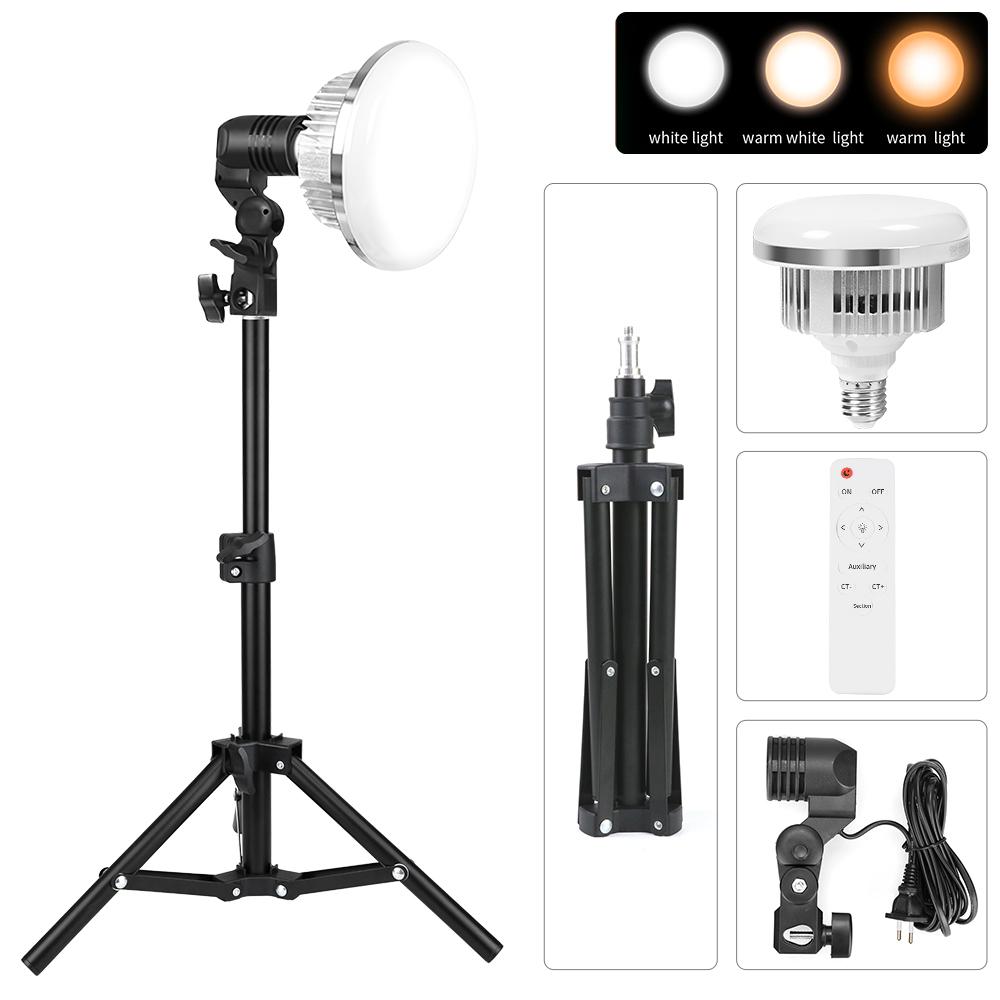 85W LED Light Bulb 3200K-5500K Photography Lamp Bulb E27 Mount with Remote Control for Studio Photography Home Warehouse Office