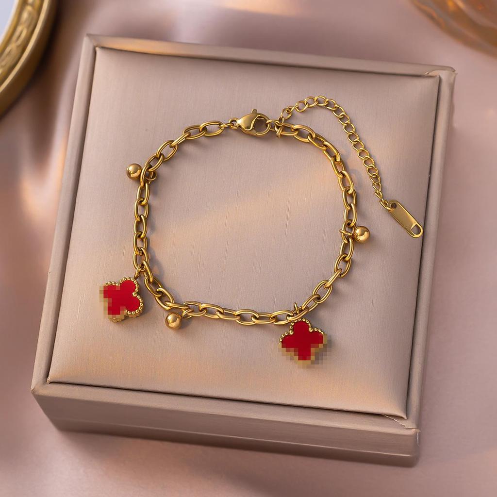 Elegant 18K Gold Titanium Steel Bracelets: European & American Fashion, Non-fading, Women's Versatile Personality Hand Jewelry