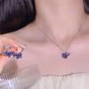 Chic Women Jewelry Set Heart Shape Crystal Necklace Heart Pendant Earrings