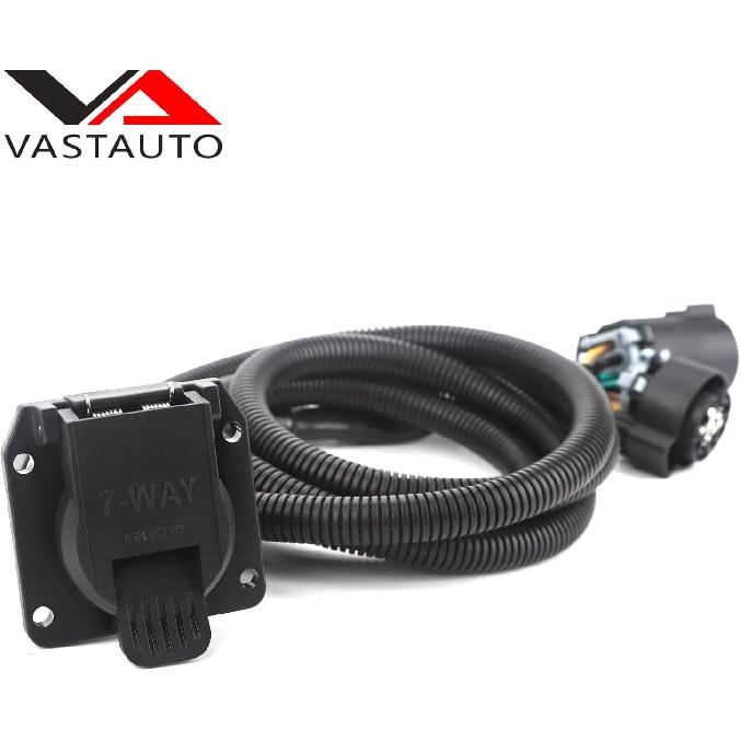 56070 7-Foot 7-Pin Trailer Wiring Harness Extension With Connector For Vehicle-Side Truck Bed,Fit For Chevy Dodge Ram GMC Ford Toyota Nissan