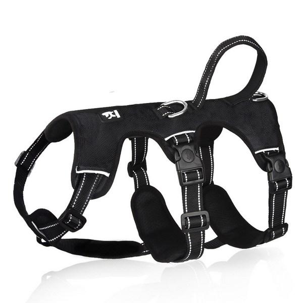 Beanshop Dog Harness Leash Set 3-stage Chest Strap, Black
