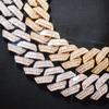 New Two-Row Ladder Zircon Gold Cuban Chain Necklace - Versatile and Fashionable Design