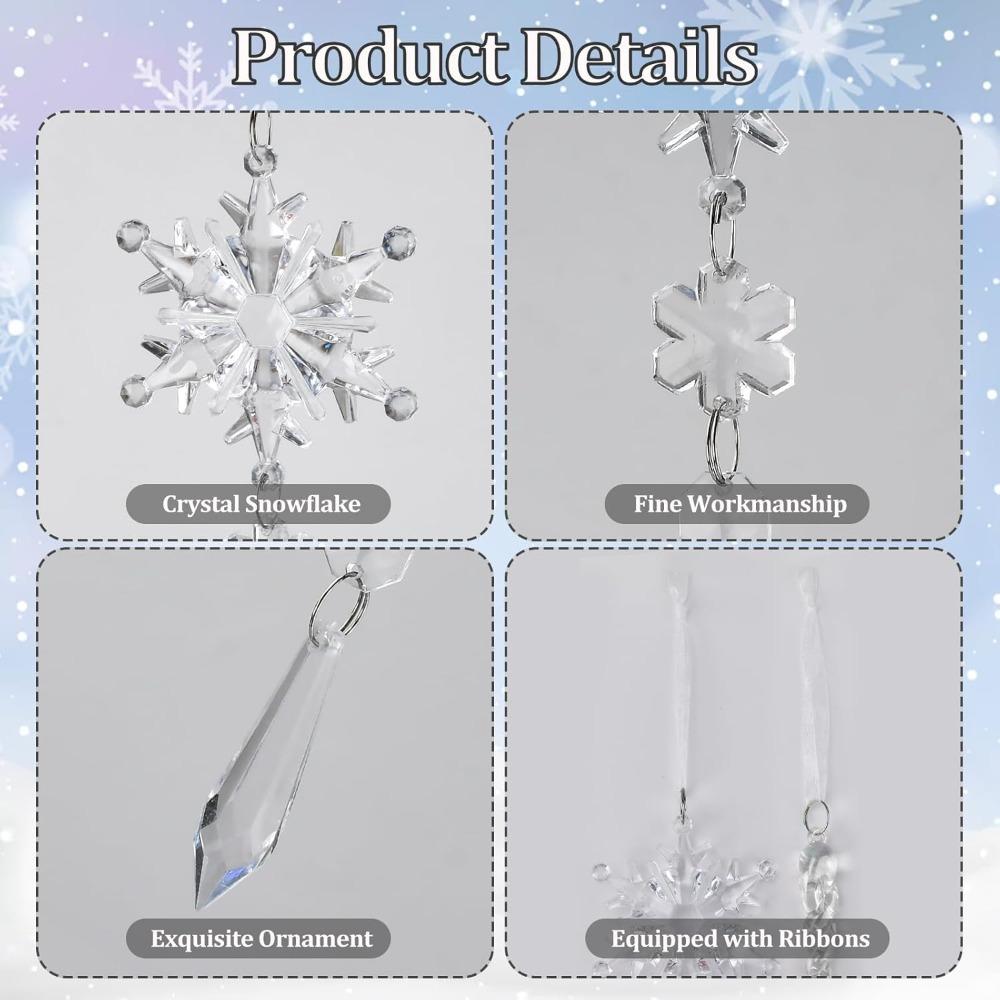 21pcs Crystal Ornaments Christmas Tree Decorations Christmas Tree Pendants Drops & Finials Ornaments Sparkling Dazzling Festival Party Decoration