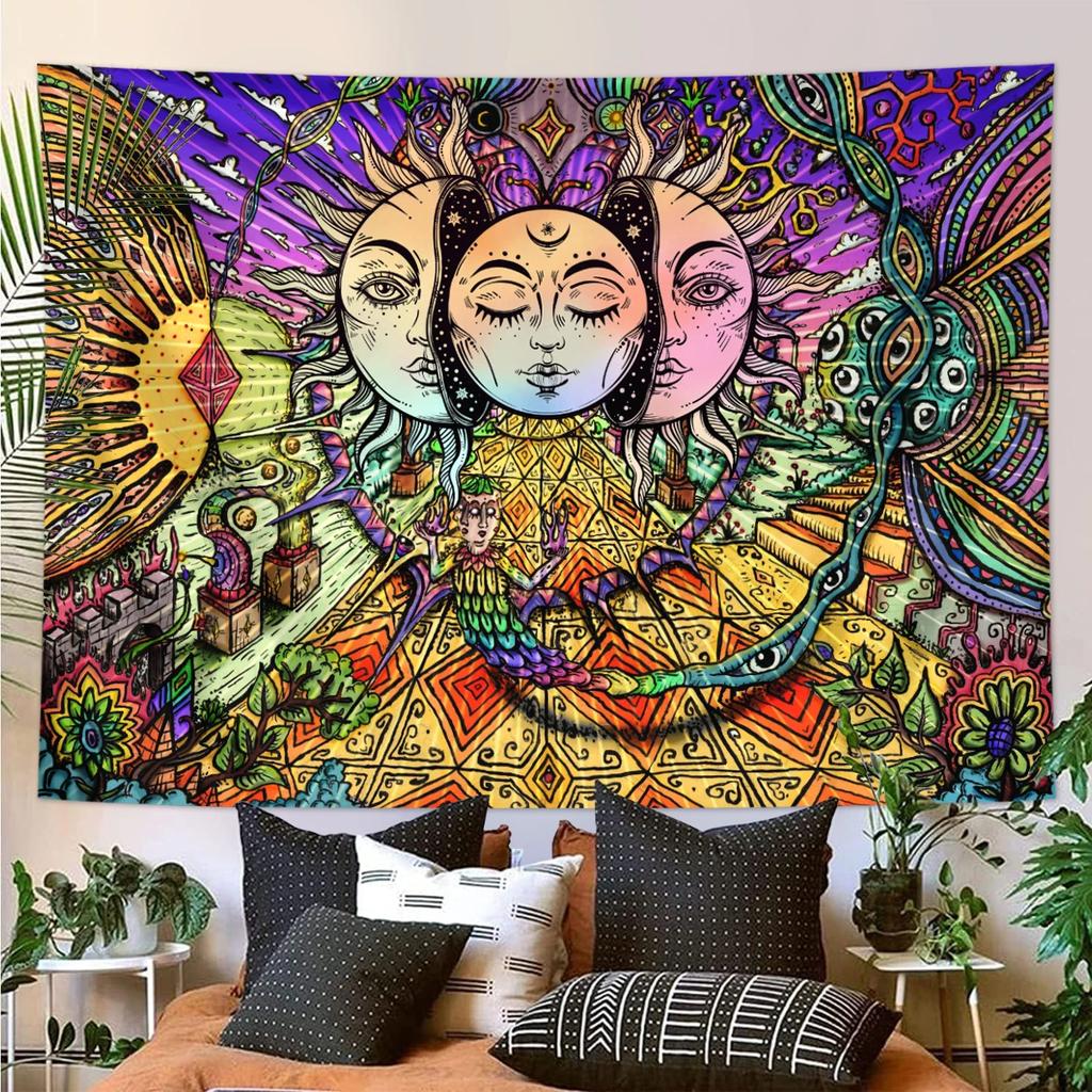 Indian Mandala Tapestry Psychedelic Hippie Bohemian Living Room and Bedroom Wall Hanging Home Decor