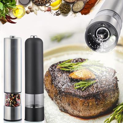 1/2pc Electric Salt Pepper Grinder Stainless Steel Electric Automatic Spice Grinde With Light Outdoor Barbecue Kitchen Tool