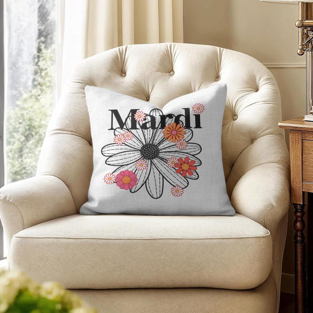 Fashion M-Mardi Cushion Cover Natural Linen Organic Fabric Double-Sided Printing Sofa Home Decor Gift Pillow Case