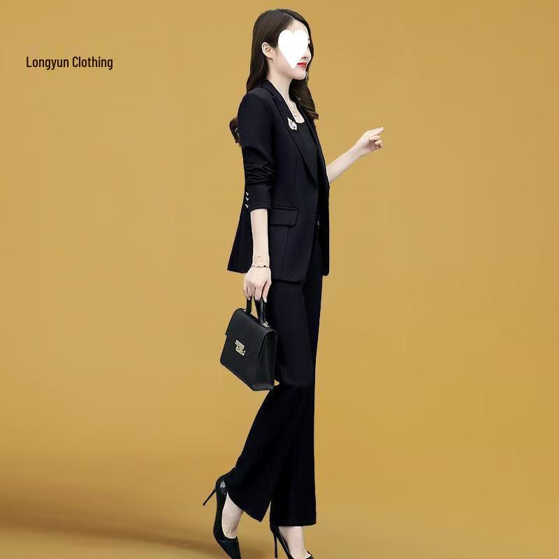 Spring 2025 Slim Fit Fashion Suit: Women's Two-Piece Set with Micro Flare Pants