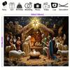 2D Nativity Scene Photography Backdrop Holy Family with Angels and Animals