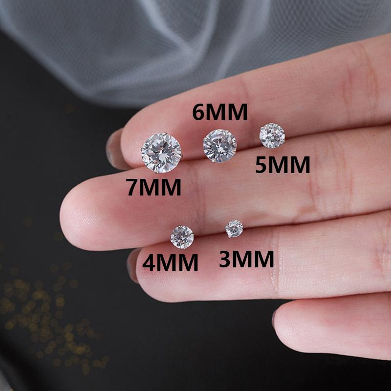 3-7mm 4 Claws Zirconia Crystal Earrings for Women Stainless Steel Gold Silver color Stud Earrings Jewelry Women Accessories