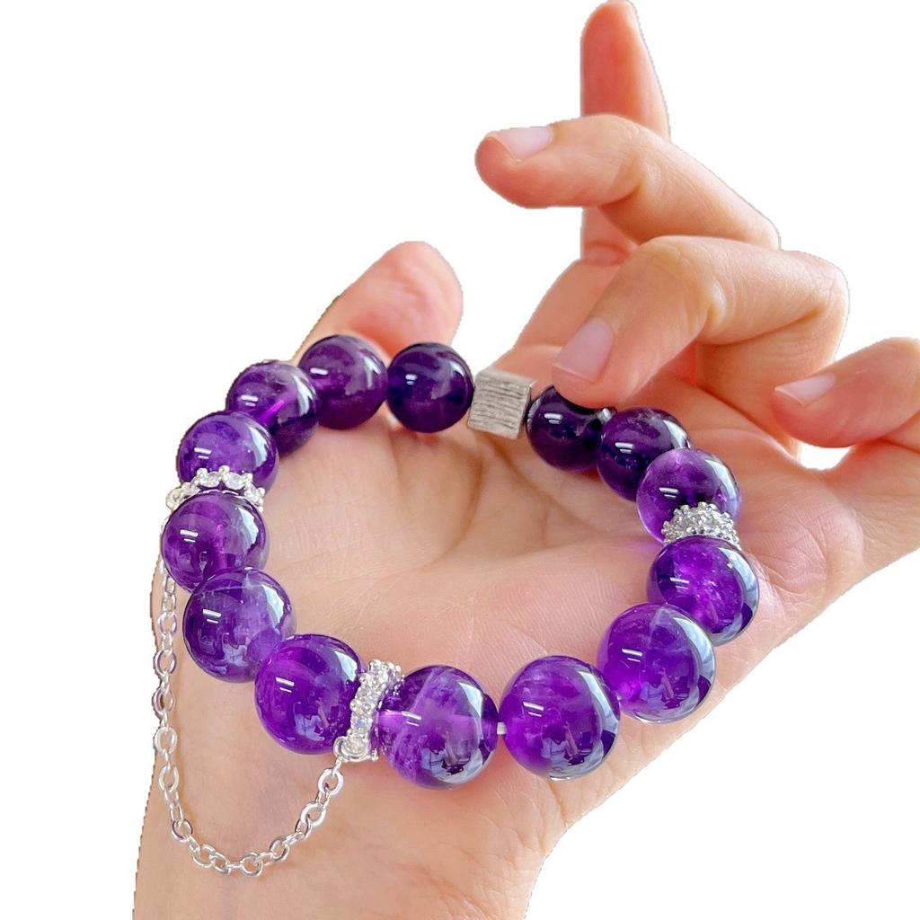 12Mm Large Granular Natural Royal Grape Purple Amethyst Design Bracelet Bracelet