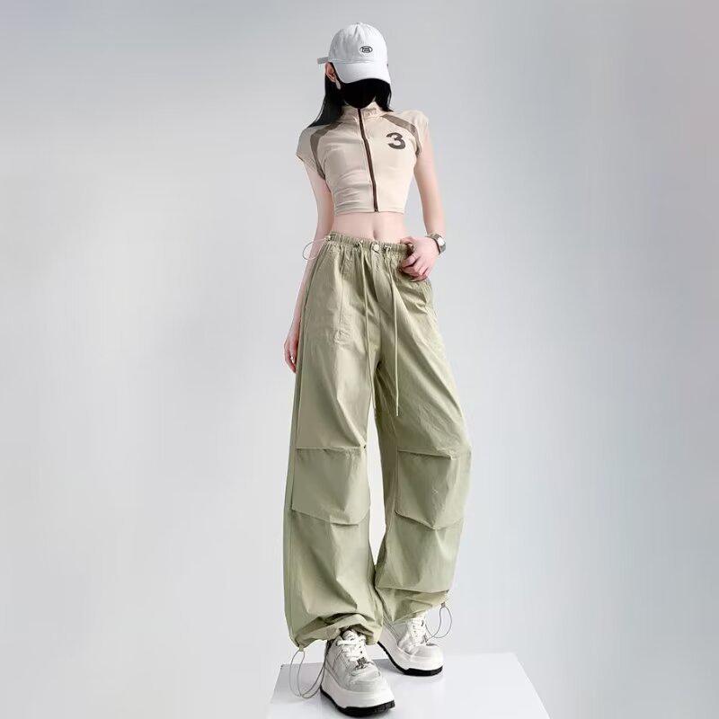 

2024 Women s Retro Hip-Hop Parachute Pants: Trendy, Loose, Casual Workwear 3XL