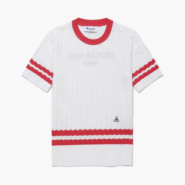LECOQ GOLF Women'S Scalloped Knit Short Sleeve Sweater (Gq122Lkp31)
