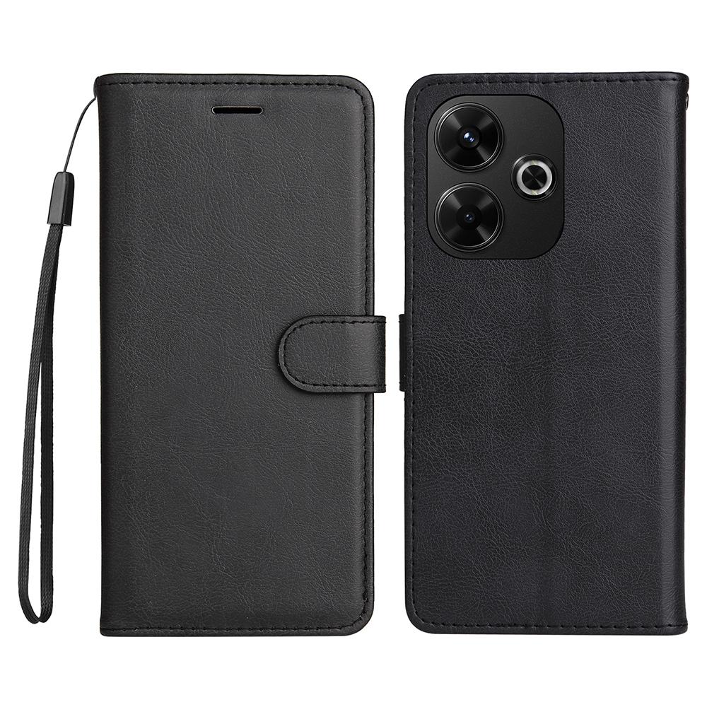 For Xiaomi Redmi 13 5G/13 4G Case Solid Color Leather Mobile Cover Wallet Stand with Strap