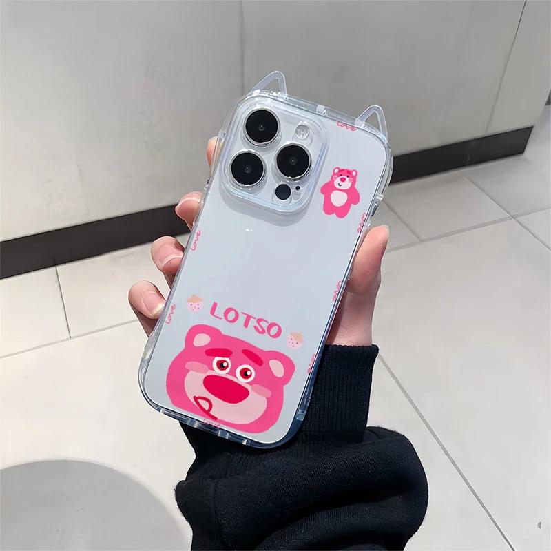 Cute Strawberry Bear Suitable for Apple iPhone11/11Pro Mobile Phone Case Air Cat Ears 11/11 Women's 11 Anti-drop