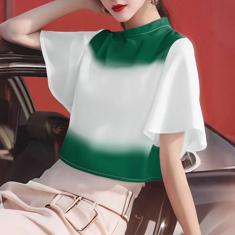 

ZANZEA Женская летняя блузка с круглым вырезом, повседневная, с принтом, с рукавом три четверти 5XL зелёный