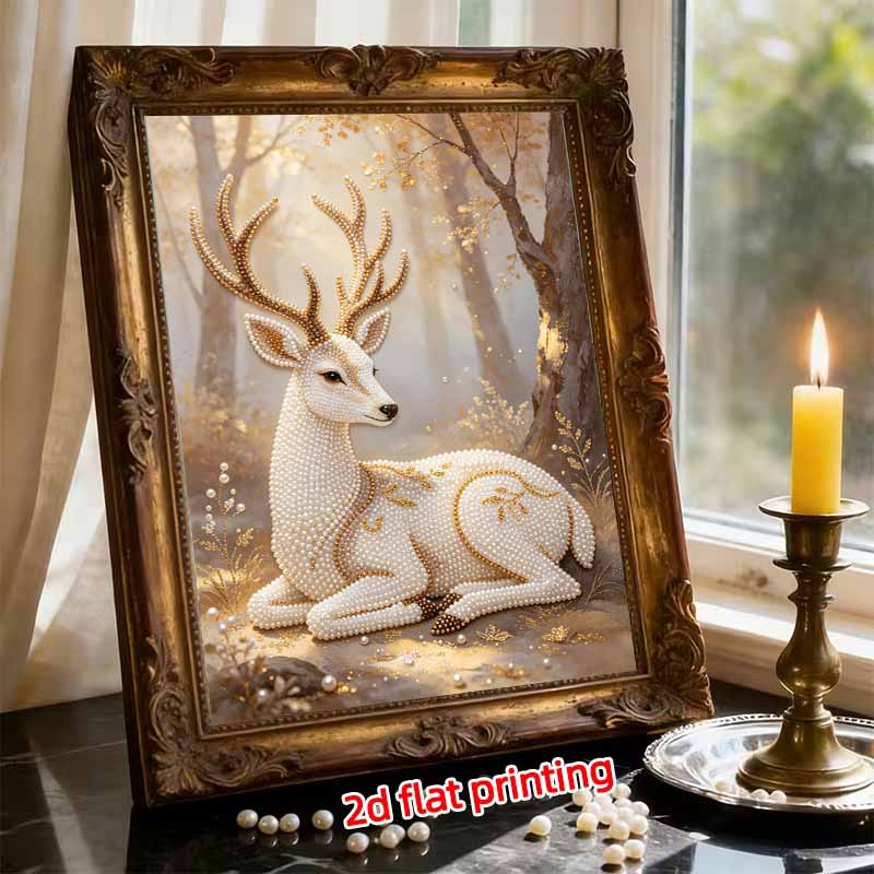 DIY Pearl Art Deer Painting Kit 5D Crystal Rhinestone Embroidery for Bedroom Living Room Wall Decoration Handmade Craft