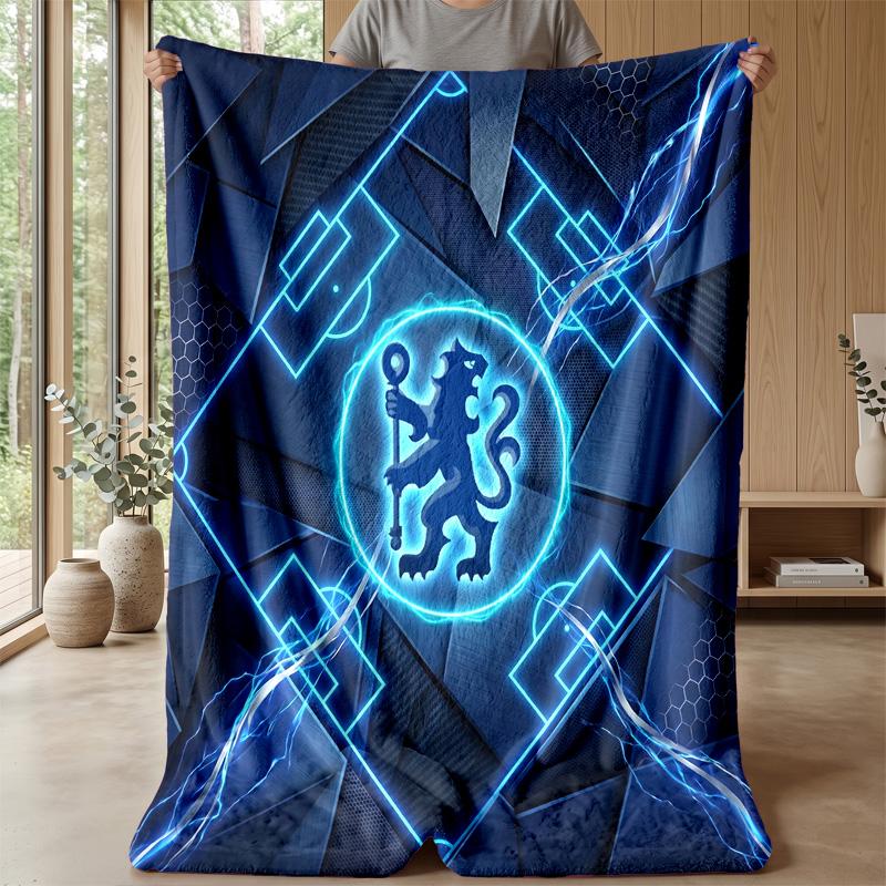 Chelsea FC Theme Blanket Soft Flannel Blanket Plush Throw Blanket Cozy Sofa Bed Blanket for Home Decor